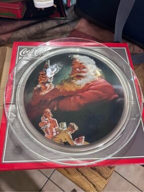 Coca-Cola 1994 Santa glass serving tray